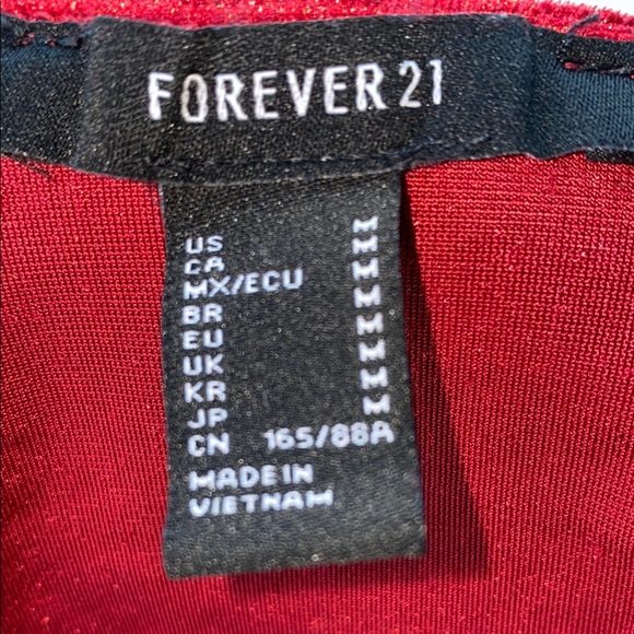 FOREVER 21 velvet red crop top faux wrap style V neck long belt ties NEW size M - Picture 7 of 12